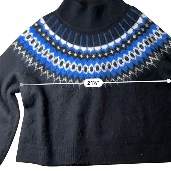 GAP Fair Isle Funnel neck Black and Blue Sweater Size XL - Picture 10 of 13